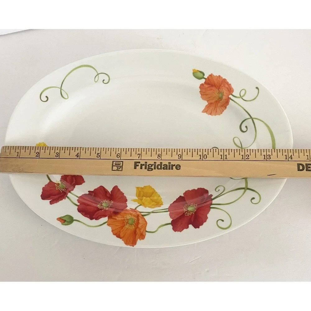 Westbury Court LYRICAL BLOOMS Large Oval Serving Platter Porcelain Poppies 14.5